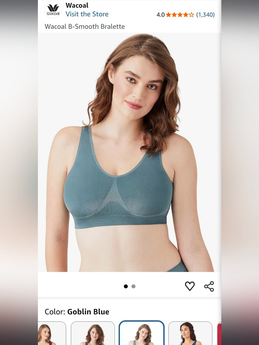 Wacoal B Smooth Seamless Slate Blue Wireless V-Neck Comfort Bra - Picture 8 of 8